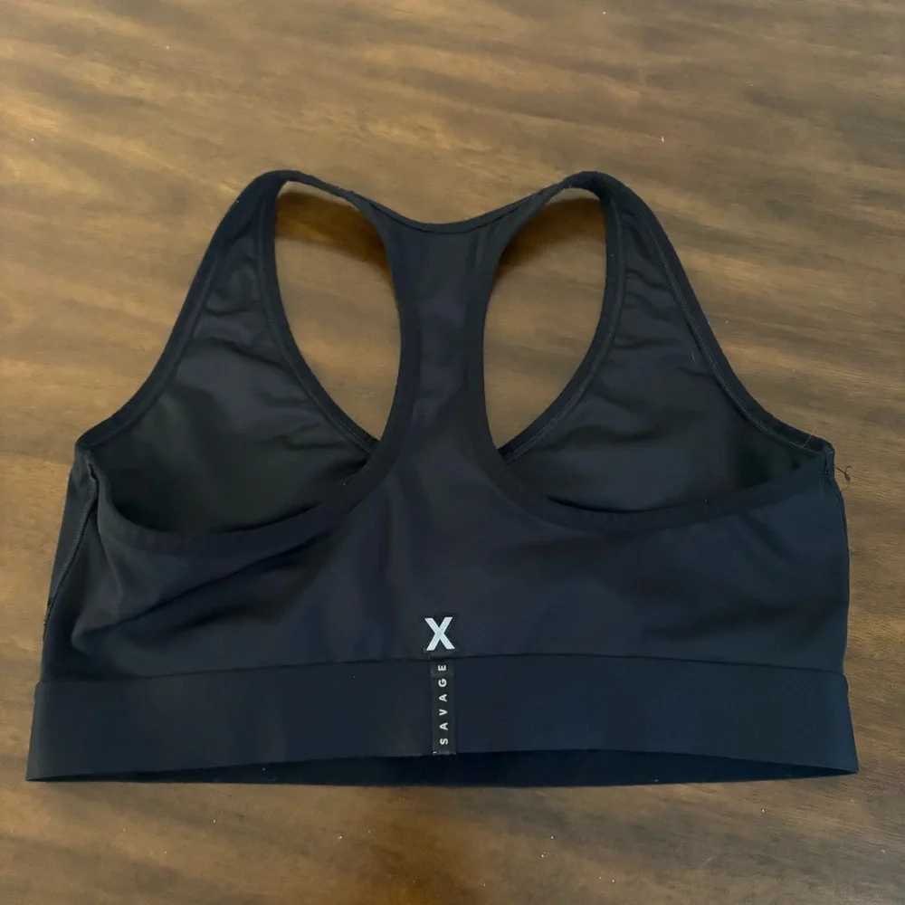 Savage X Fenty Women’s Black Large Sports Bra Workout Gym Non Padded